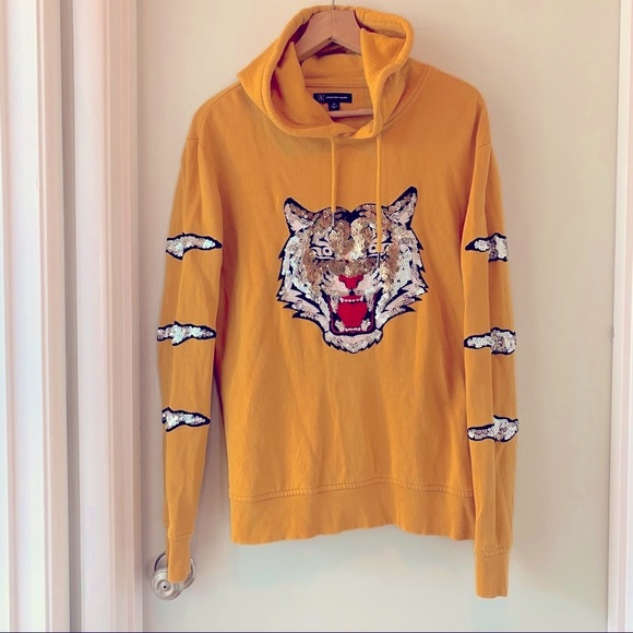 INC concepts yellow sequin tiger hoodie sz M